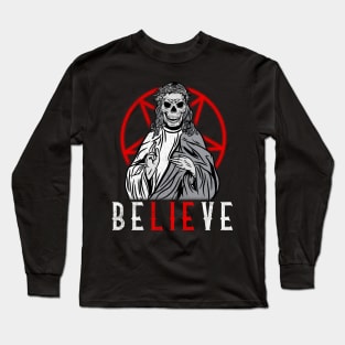 Believe in Satan T-Shirt Satanic Skull Long Sleeve T-Shirt